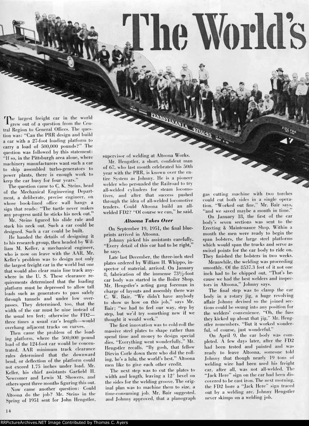 "Worlds Largest Freight Car," Page 14, 1952